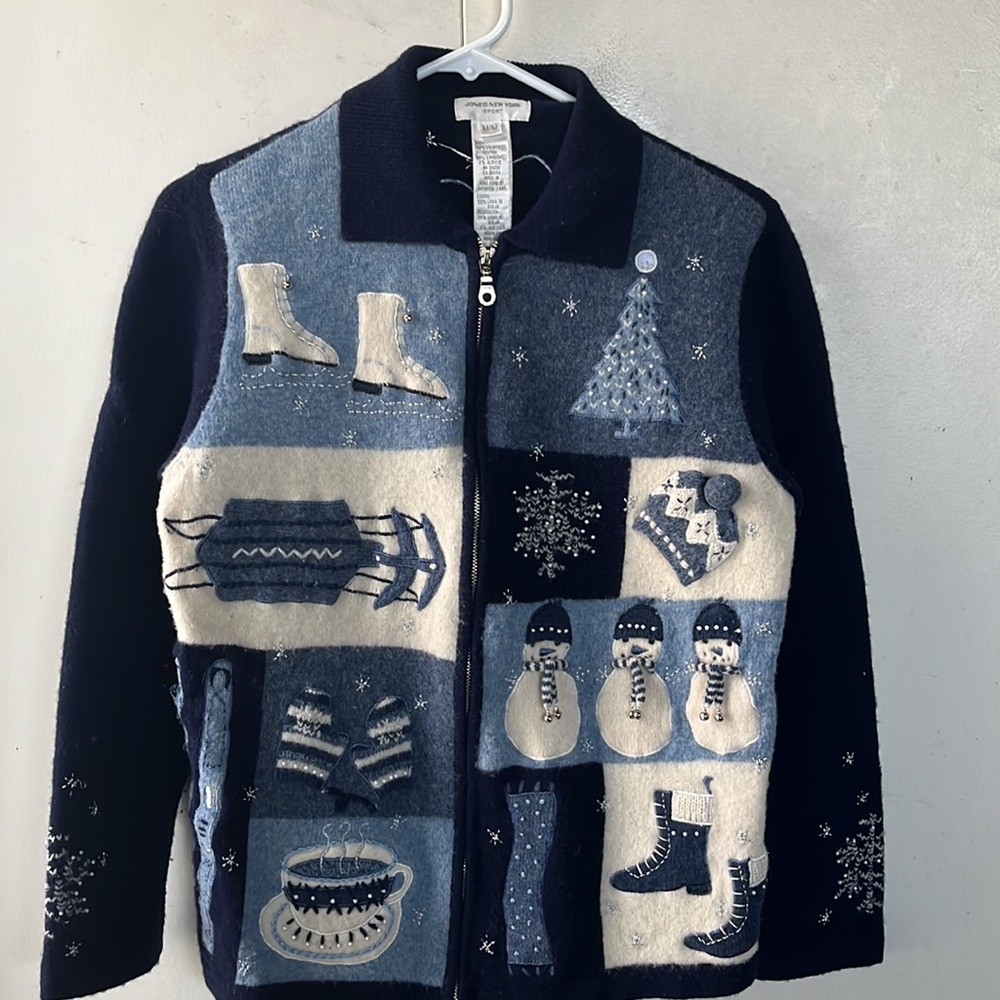 Sweater winter themed by Jones New York-Full Zipper front
